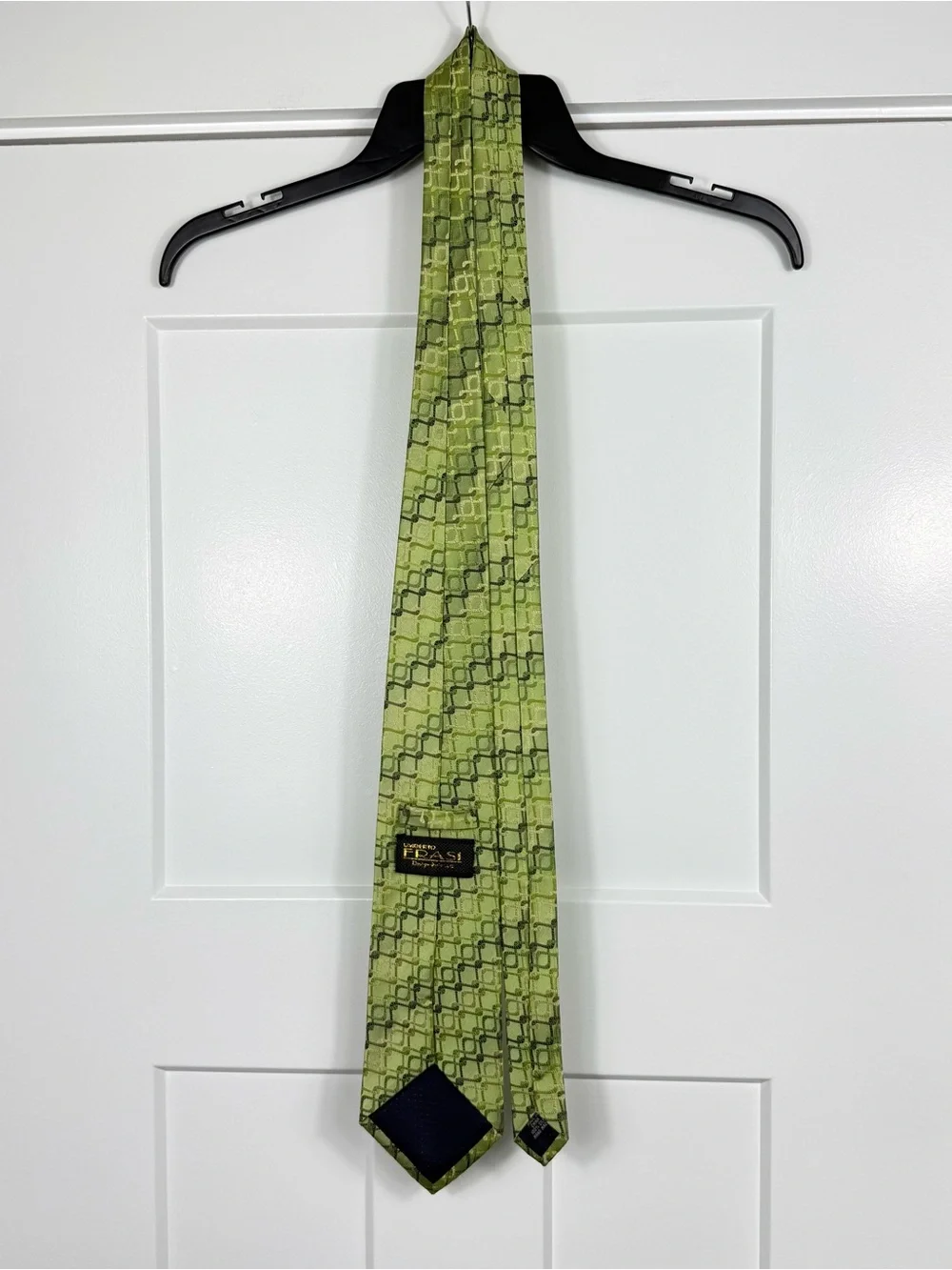 Umberto Frasi 100% Silk Green Geometric Jacquard Tie Handmade Men's Necktie